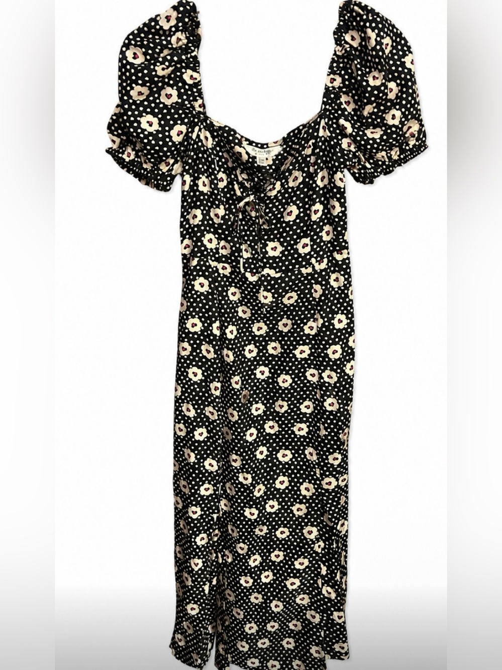 Miss Selfridge Black Floral Puff Sleeve Maxi Dress